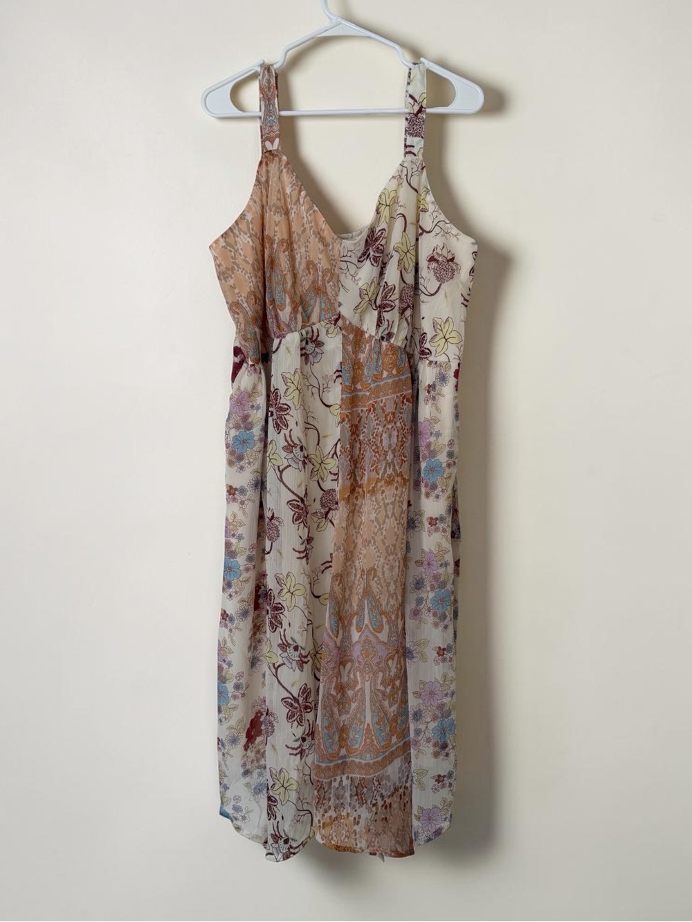 Lane Bryant Bohemian Floral Patchwork Midi Dress - Beige Multi Size 20 NWT